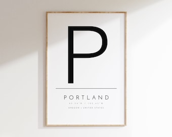 Portland OR, Typographic print, digital poster, Portland Oregon, digital wall art, download poster, printable art, print at home, wall art