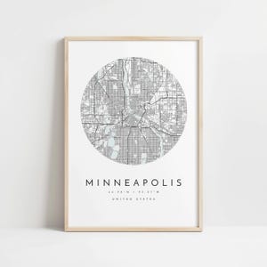 Minneapolis City Map Print: Modern Blue Grey Wall Art image 10