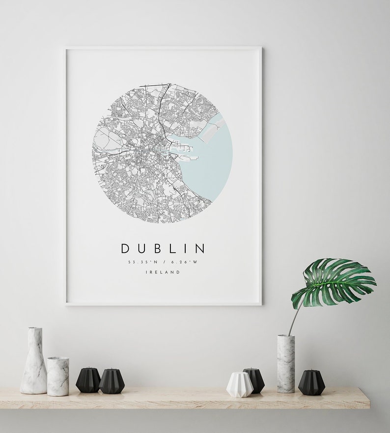 Dublin Map Minimalist Map Dublin Print Dublin Poster Etsy