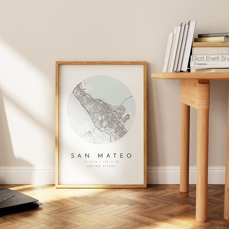 San Mateo Map Print: Modern Minimalist Wall Art (Fine Matte Paper) image 7