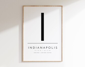 Indianapolis, Indiana, Typographic print, digital poster, Indianapolis IN, digital wall art, download poster, printable art, print at home