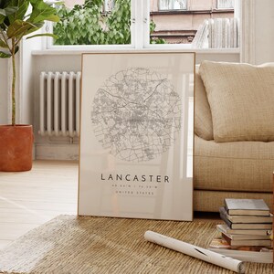 Wydruk mapy Lancaster: czysty, minimalistyczny design (papier artystyczny) zdjęcie 4