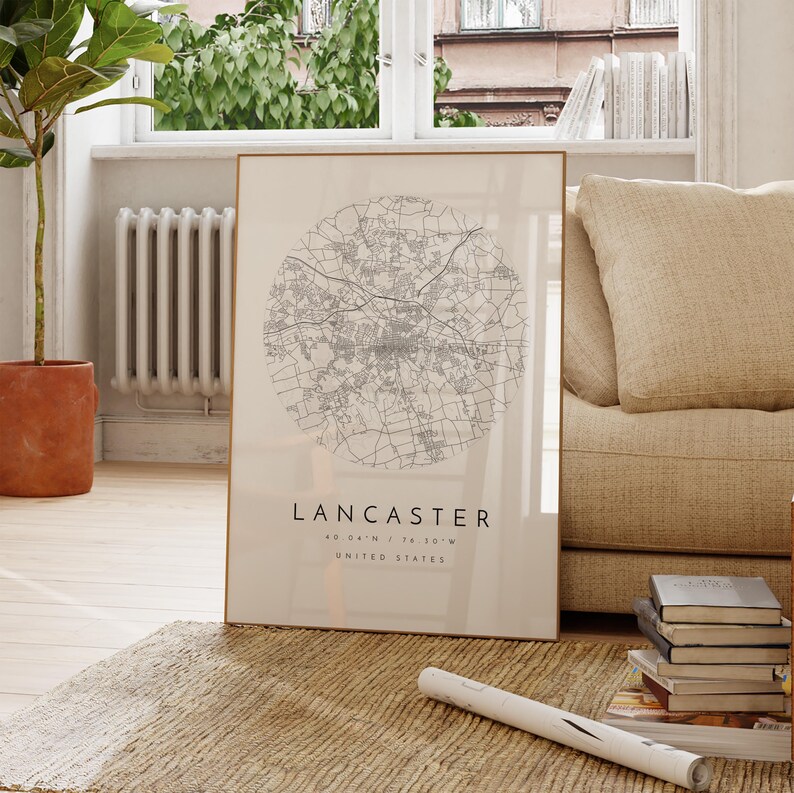 Wydruk mapy Lancaster: czysty, minimalistyczny design (papier artystyczny) zdjęcie 4