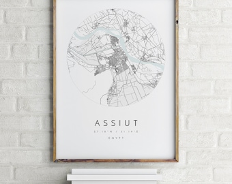 Assiut Map, Assiut, Eqypt, City Map, Home Town Map, Assiut Print, wall art, Map Poster, Minimalist Map Art, mapologist, gift