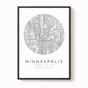 Minneapolis City Map Print: Modern Blue Grey Wall Art image 2