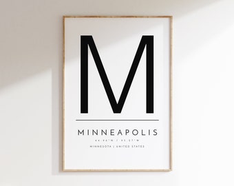 Minneapolis, Typographic print, digital poster, Minneapolis MN, digital wall art, download poster, printable art, print at home