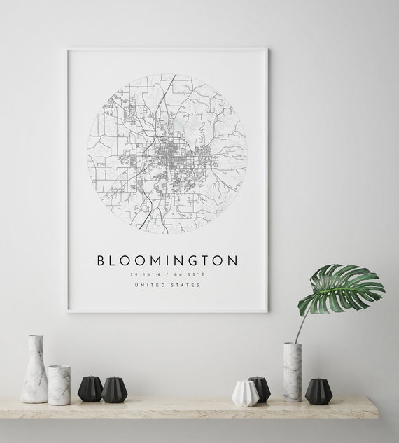 City Of Bloomington Map Bloomington Map Bloomington Indiana City Map Home Town | Etsy Uk