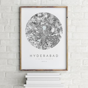 Mapa de Hyderabad, Hyderabad, Índia, mapa da cidade, mapa da cidade natal, impressão de Hyderabad, arte de parede, pôster de mapa, arte de mapa minimalista, mapologista, presente