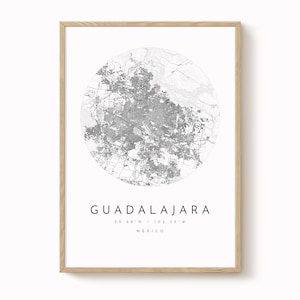 Guadalajara, Mexico Map Print, Modern Minimalist Wall Art, Guadalajara Poster, Urban Map print