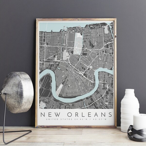 City Map, New Orleans Map, Minimalist Map, New Orleans Print, New Orleans Poster, New Orleans Art, Modern Map Print, New Orleans Home Art