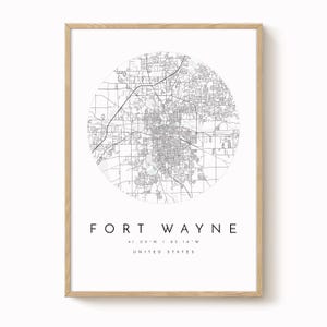 Fort Wayne Map, Fort Wayne, Indiana, City Map, Home Town Map, Fort Wayne Print, wall art, Map Poster, Minimalist Map Art, mapologist, gift
