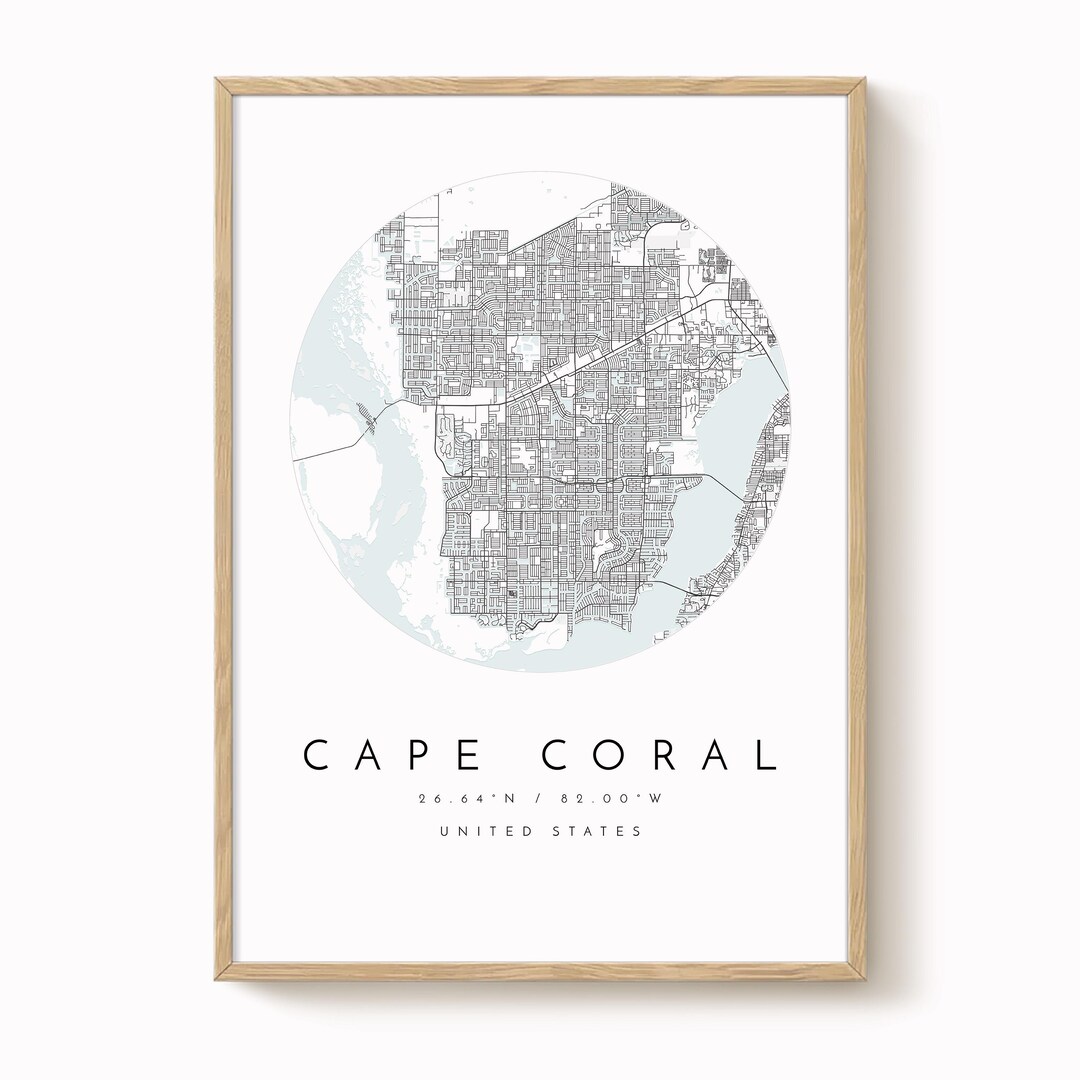 Photo inspiration: Cape Coral Wall Art Modern City Map Prints 8X10 To Photo Inspiration