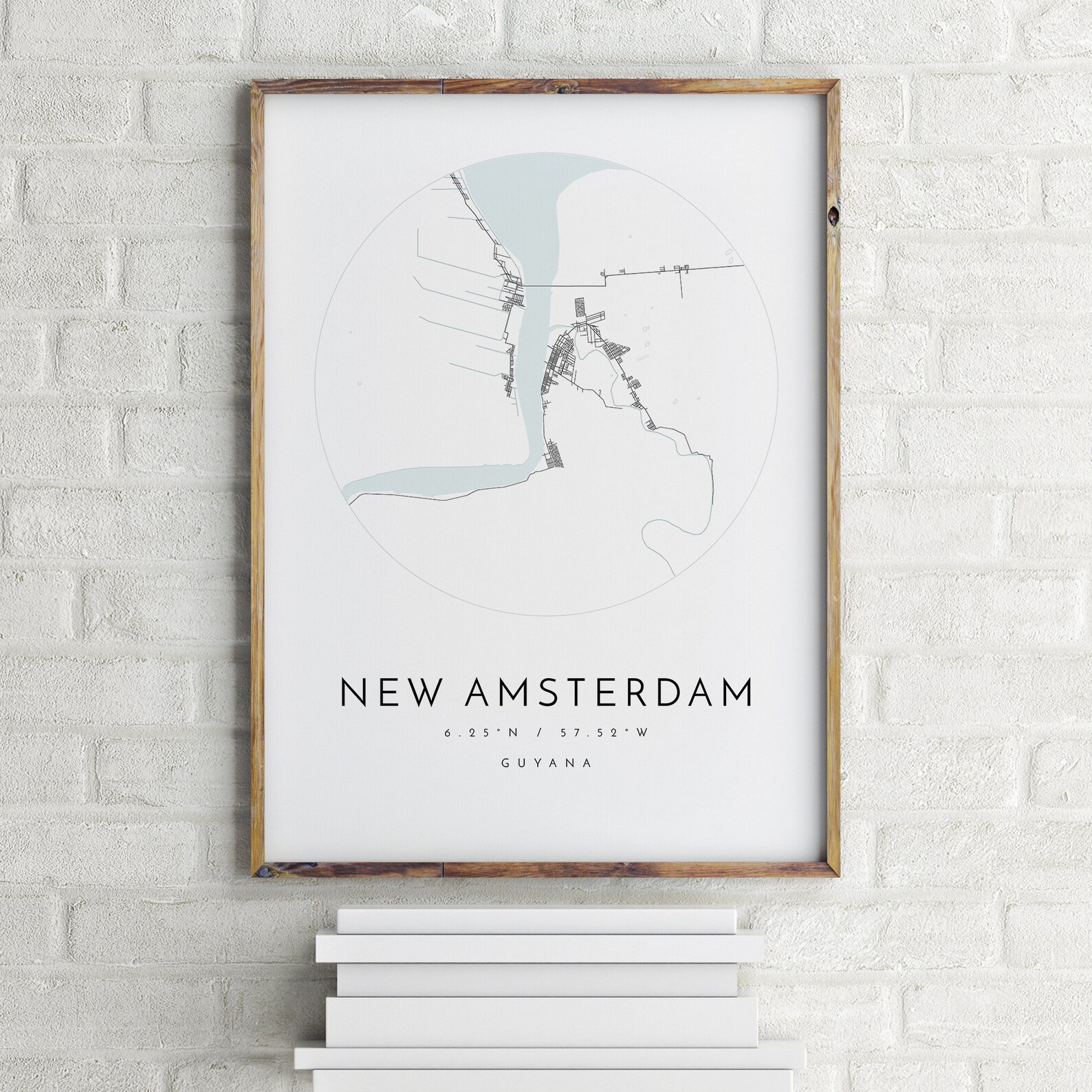 New Amsterdam Map New Amsterdam Guyana City Map Home Town Etsy