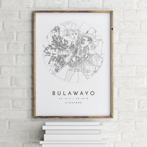 Carte de Bulawayo, Bulawayo, Zimbabwe, carte de la ville, carte de la ville natale, impression de Bulawayo, art mural, carte affiche, art de la carte minimaliste, mapologiste, cadeau