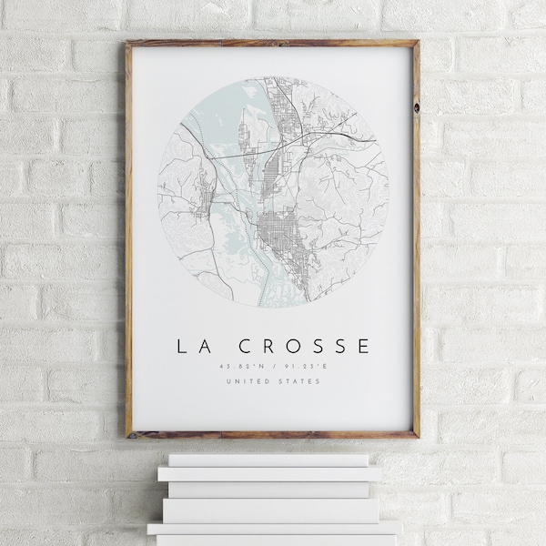 La Crosse Map, La Crosse, Wisconsin, City Map, Home Town Map, La Crosse Print, wall art, Map Poster, Minimalist Map Art, mapologist, gift