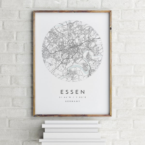 Essen Map, Essen, Germany, City Map, Home Town Map, Essen Print, wall art, Map Poster, Minimalist Map Art, mapologist, gift