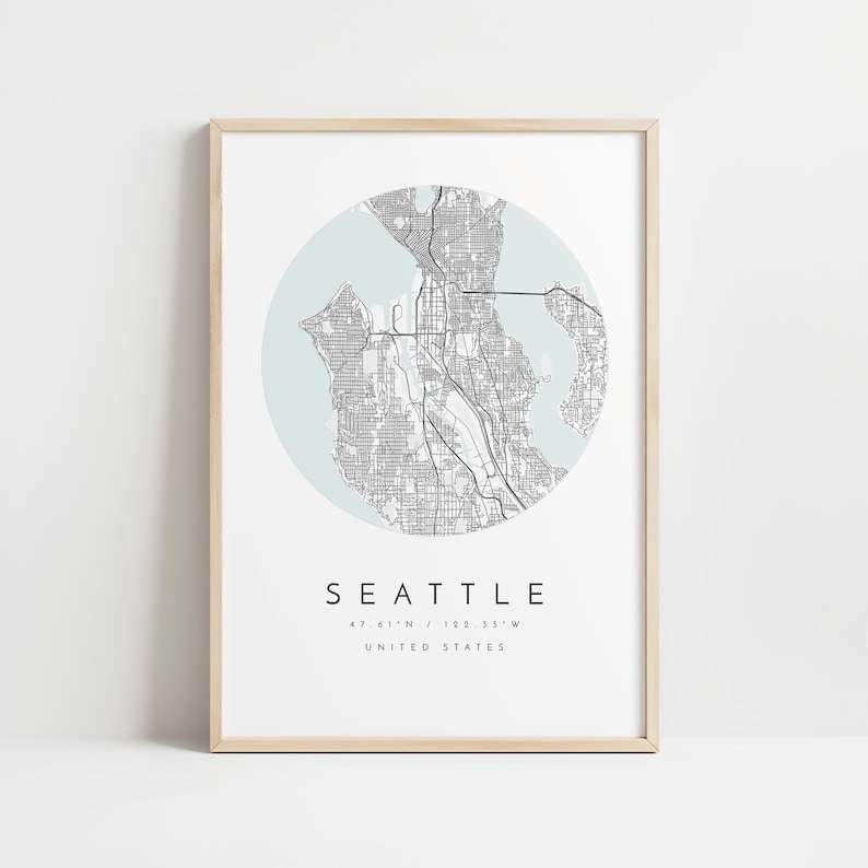 Seattle City Map Print: Modern Minimalist Design - Matte Fine Art Paper image 10
