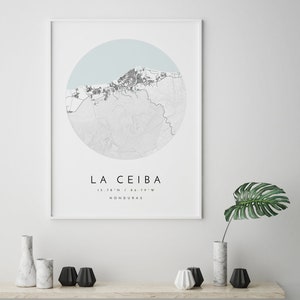 Carte de La Ceiba, La Ceiba, Honduras, carte de la ville, carte de la ville natale, impression de La Ceiba, art mural, affiche de la carte, art de la carte minimaliste, mapologiste, cadeau image 3