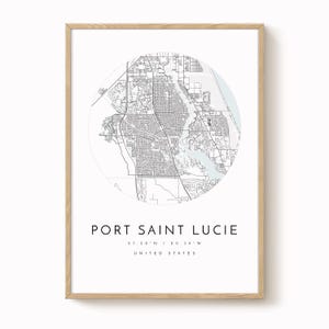 Port Saint Lucie Map Poster - Clean Modern Design in Blue and Grey