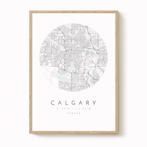 Calgary City Map Print: Minimalist Blue and Grey Wall Art