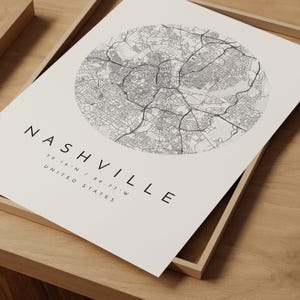 Nowoczesny wydruk mapy Nashville – neutralne kolory na matowym papierze zdjęcie 9