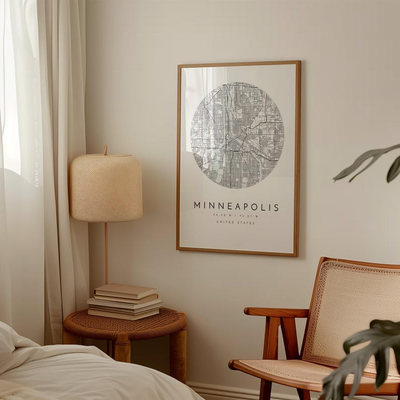 Minneapolis City Map Print: Modern Blue Grey Wall Art image 6