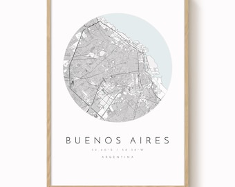 Buenos Aires, city map print, minimalist map, Buenos Aires map, map of Buenos Aires, Buenos Aires Argentina