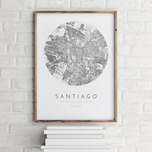 Santiago Map, Santiago, Chile, City Map, Home Town Map, Santiago Print, wall art, Map Poster, Minimalist Map Art, mapologist, gift