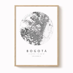 Bogota, Colombia Map Print, Modern Minimalist Wall Art, Bogota Poster, Urban Map print