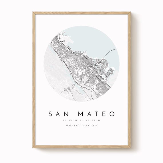San Mateo Map Print: Modern Minimalist Wall Art (Fine Matte Paper)