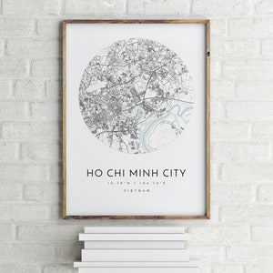 Mapa da cidade de Ho Chi Minh, cidade de Ho Chi Minh, Vietnã, mapa da cidade, mapa da cidade natal, impressão da cidade de Ho Chi Minh, arte de parede, pôster de mapa, arte de mapa minimalista