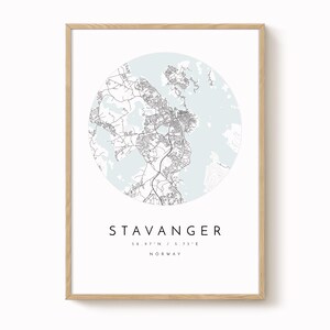 Stavanger Map Print: Scandinavian Minimalist Design (Matte Paper) image 1