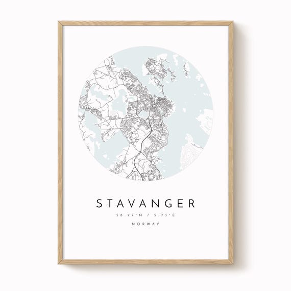 Stavanger Map Print: Scandinavian Minimalist Design (Matte Paper)