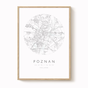 Poznan Map Poster: Modern Minimalist Design - Matte Fine Art Paper