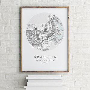 Mapa de Brasília, Brasília, Brasil, mapa da cidade, mapa da cidade natal, impressão de Brasília, arte de parede, pôster de mapa, arte de mapa minimalista, mapologista, presente