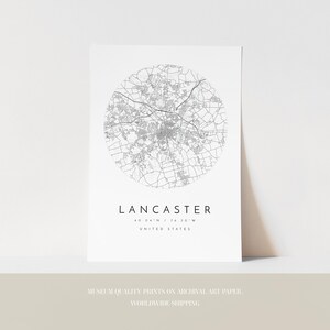 Wydruk mapy Lancaster: czysty, minimalistyczny design (papier artystyczny) zdjęcie 3