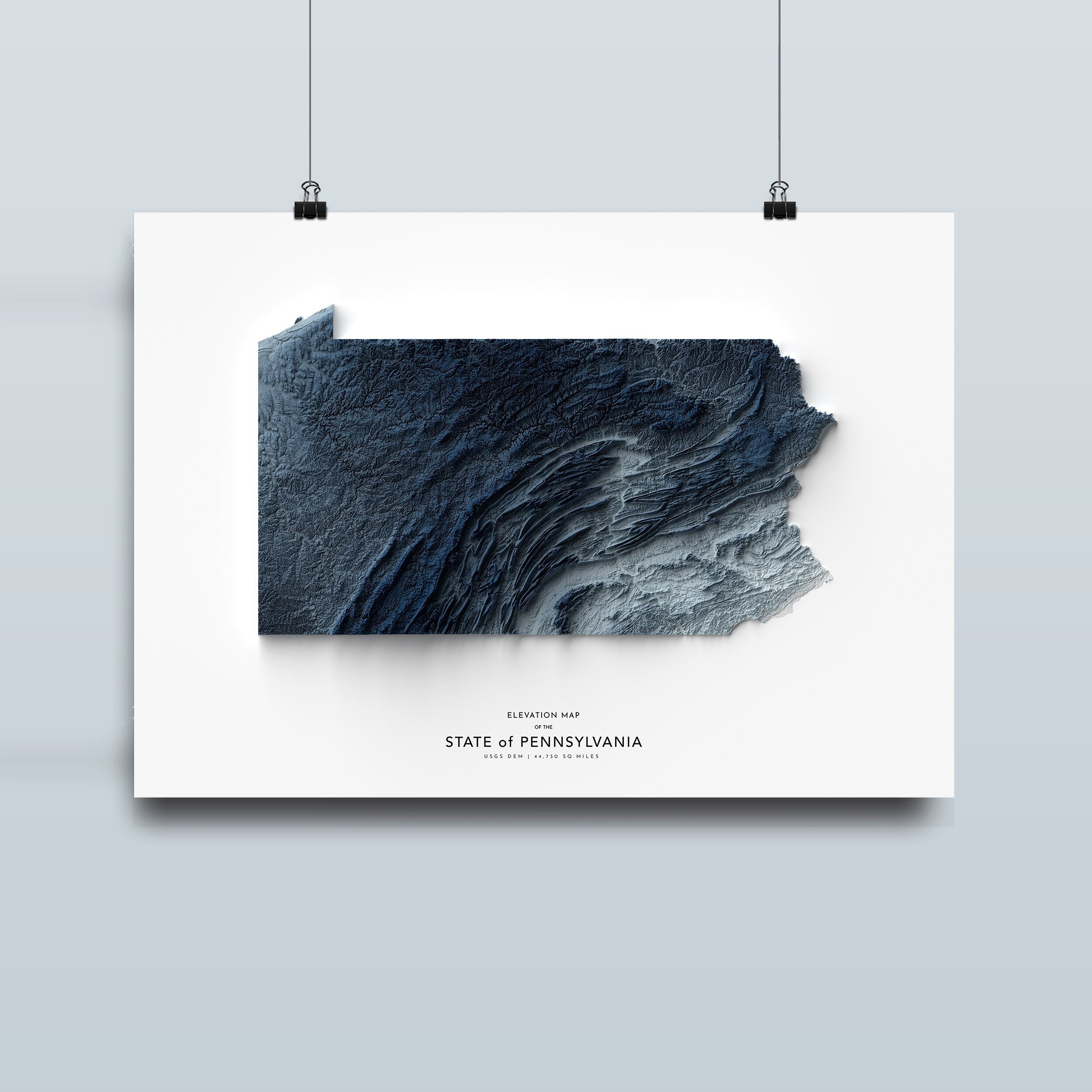 Pennsylvania Map, Pennsylvania state Map Print, map artwork, Pennsylvania landscape, landscape, geology art, topographic art, terrain map