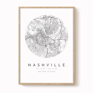 Nowoczesny wydruk mapy Nashville – neutralne kolory na matowym papierze zdjęcie 1