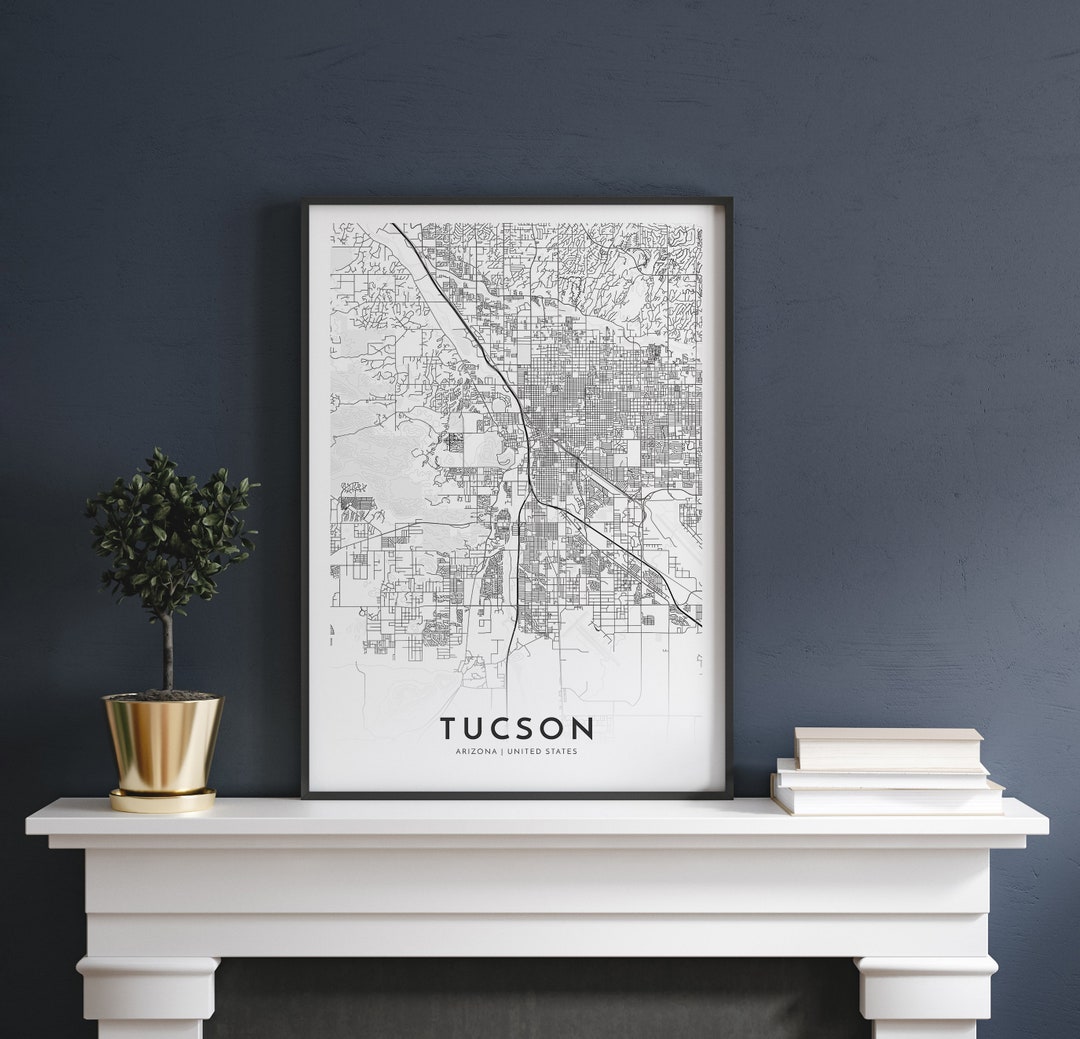 Tucson Map, Tucson, Arizona , City Map Print, Map Poster, Map Print