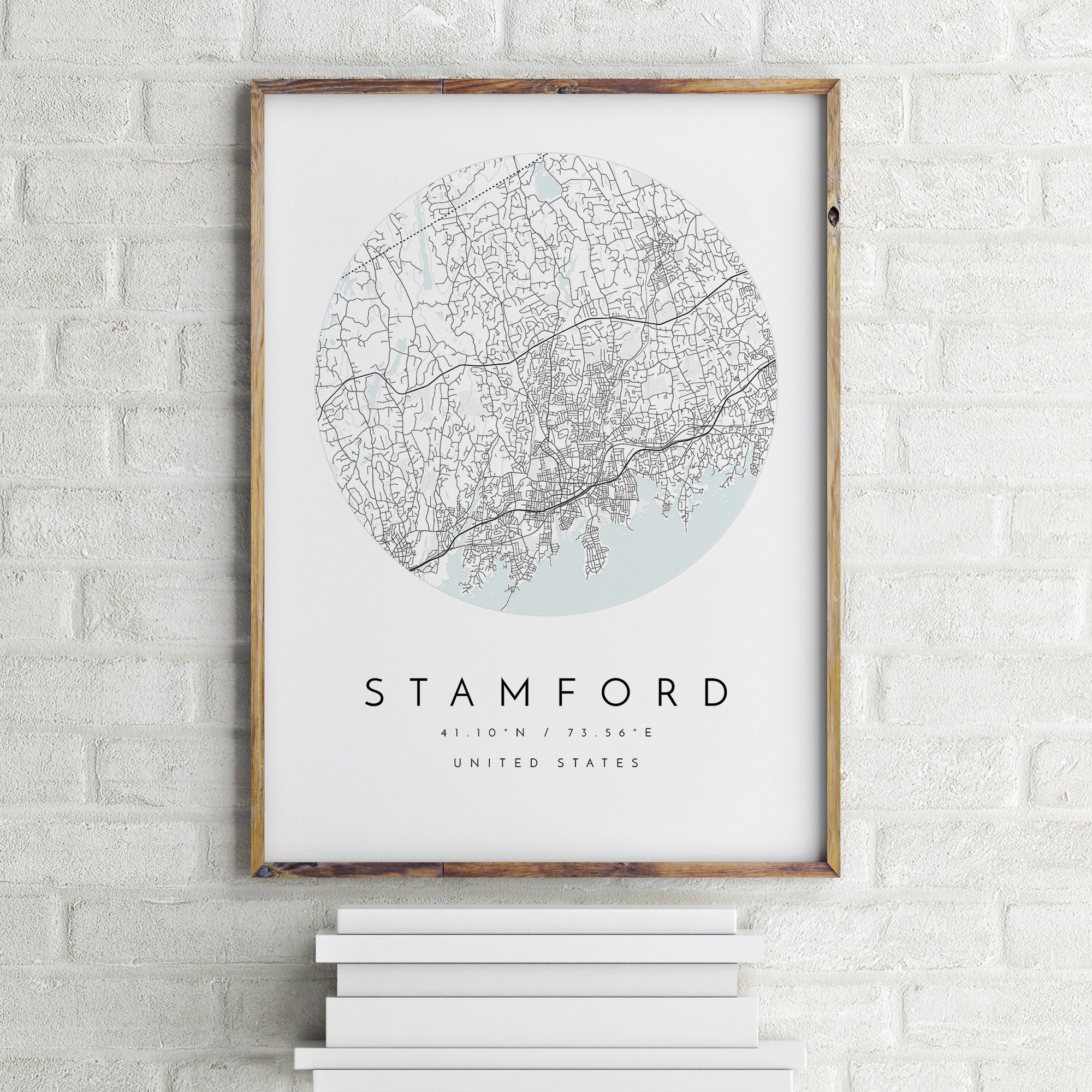 Stamford Map Stamford Connecticut City Map Home Town Map Etsy