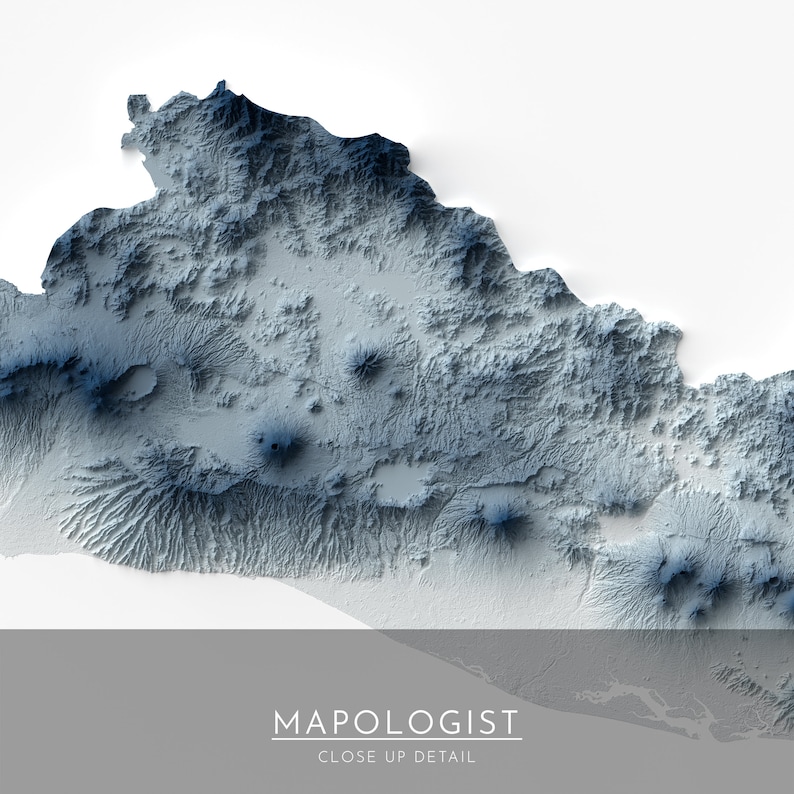 El Salvador Map, Elevation Map Print, Map Artwork, El Salvador ...