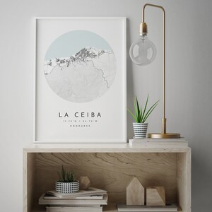 Carte de La Ceiba, La Ceiba, Honduras, carte de la ville, carte de la ville natale, impression de La Ceiba, art mural, affiche de la carte, art de la carte minimaliste, mapologiste, cadeau image 2