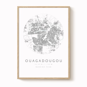 Ouagadougou, Burkina Faso Map Print, Modern Minimalist Wall Art, Ouagadougou Poster, Urban Map print