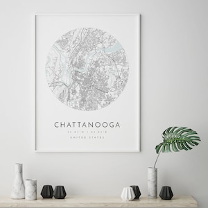 Chattanooga Map, Chattanooga, Tennessee, City Map, Home Town Map, Chattanooga Print, wall art, Map Poster, Minimalist Map Art, mapologist