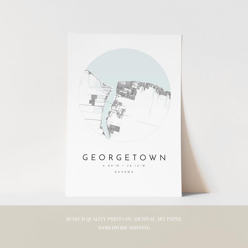 Georgetown City Map: Modern Minimalist Design - Matte Fine Art Print image 3