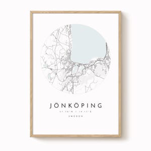 Poster della mappa di Jönköping: arte pulita e minimalista della città (stampa su carta opaca)