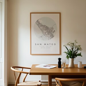 San Mateo Map Print: Modern Minimalist Wall Art (Fine Matte Paper) image 8