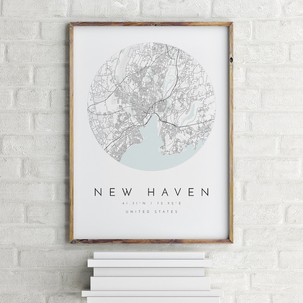 New Haven Map, New Haven, Connecticut, City Map, Home Town Map, New Haven Print, wall art, Map Poster, Minimalist Map Art, mapologist, gift