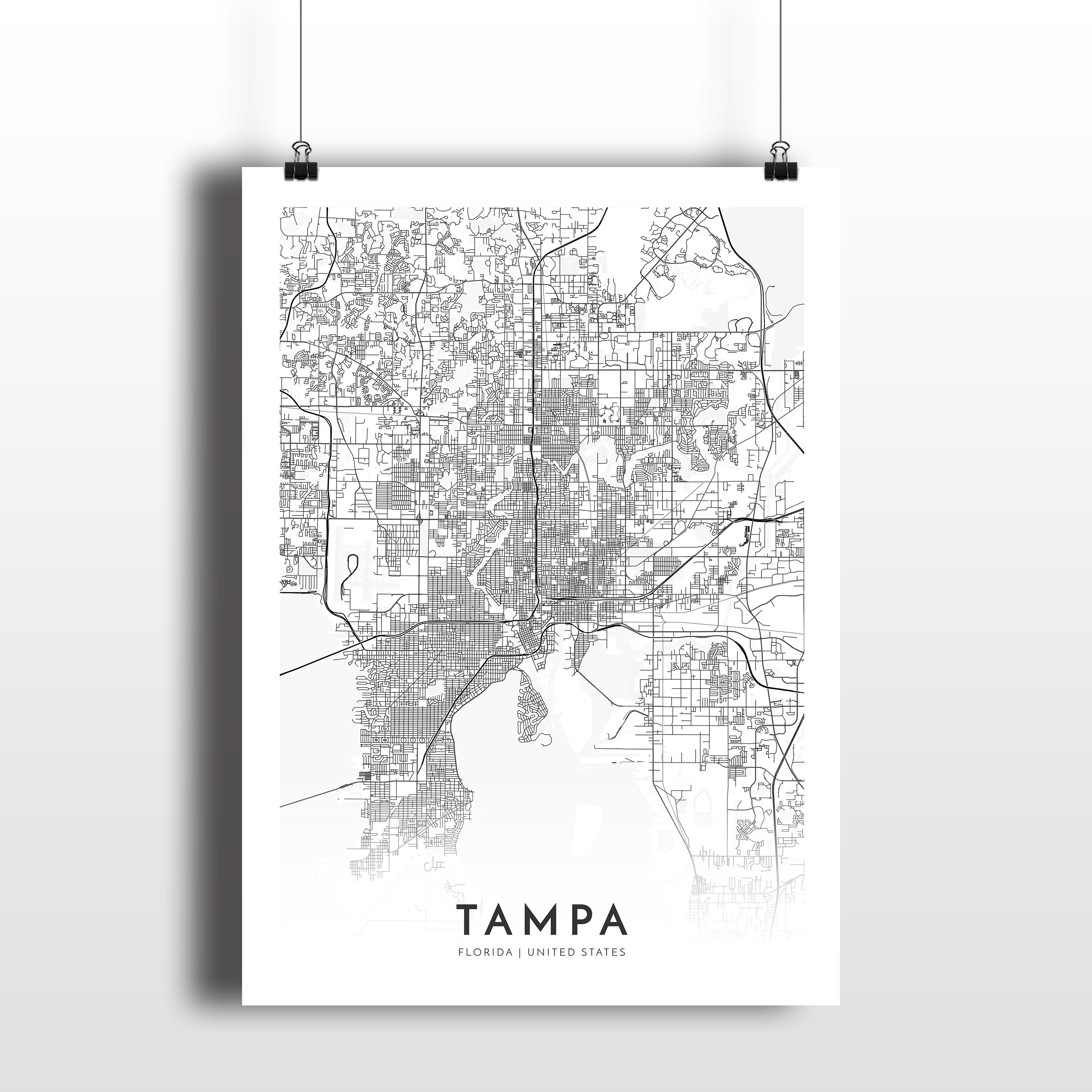 Tampa Map Tampa Florida City Map Print Map Poster Map | Etsy