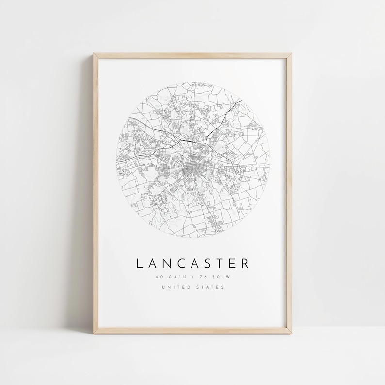 Wydruk mapy Lancaster: czysty, minimalistyczny design (papier artystyczny) zdjęcie 10